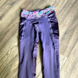 IVIVVA By LULULEMON girls size 10 purple tights w/ rouched legs